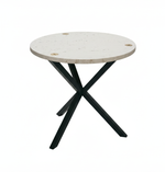 NEB Round Side Table With Top In Travertine