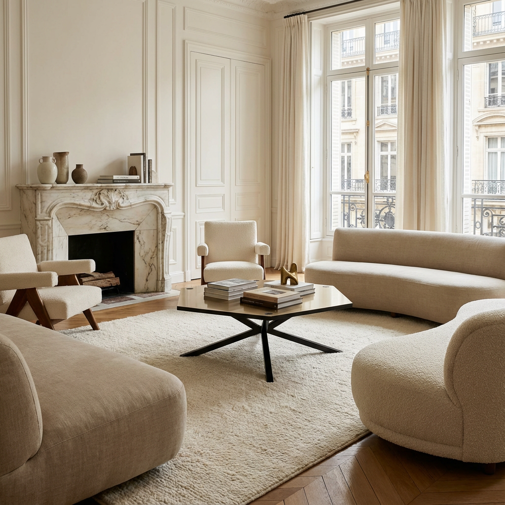 NEB Hexagonal Sofa Table With Top In Brass