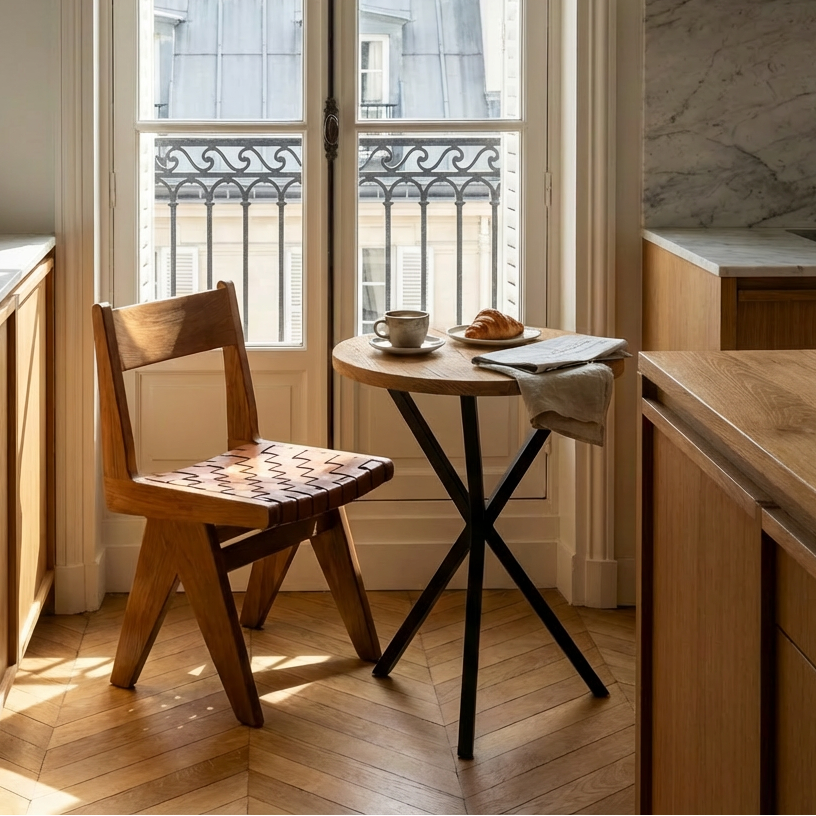 NEB Round Side Table with Top in Oak