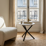 NEB Round Side Table With Top In Travertine