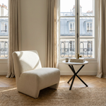 NEB High Round Side Table, Travertine Top