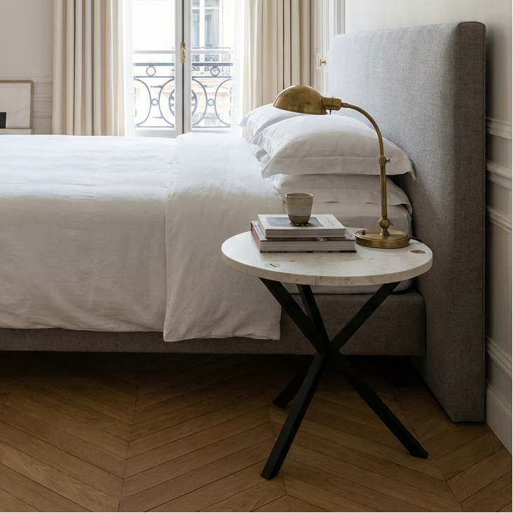 NEB Round Side Table With Top In Travertine