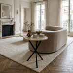 NEB High Round Side Table, Travertine Top