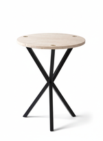 NEB High Round Side Table, Travertine Top