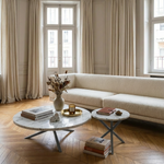NEB Round Coffee Table with Top In Carrara Marble