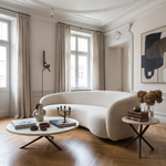 NEB Round Coffee Table with Travertine Top