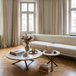 NEB Round Coffee Table with Travertine Top