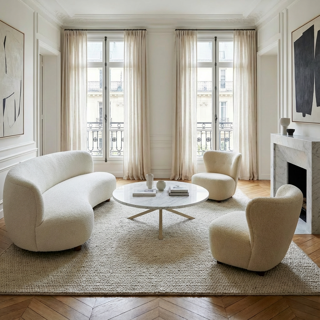 NEB Round Coffee Table with Top In Carrara Marble
