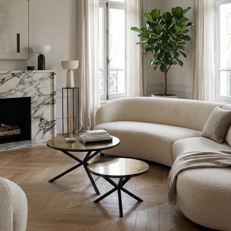 NEB Round Coffee Table with Top In Brass