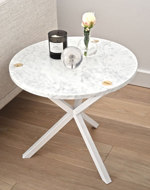 NEB Round Side Table With Top In Carrara Marble