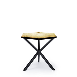 NEB Hexagonal Side Table With Top In Brass