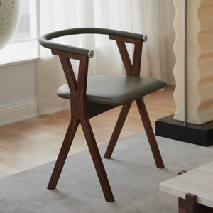 NEB Chair 03 In Walnut and Green Tarnsjö Leather